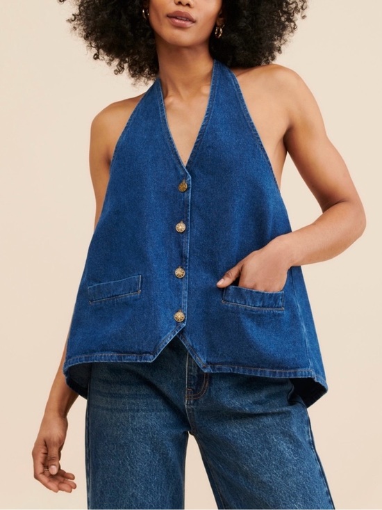Lioness Tops - NWT lioness hills halter denim top size small US4